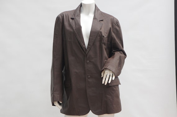 Vintage 70s Men's Leather Blazer Jacket By Clipper Mist Retro Mid Century