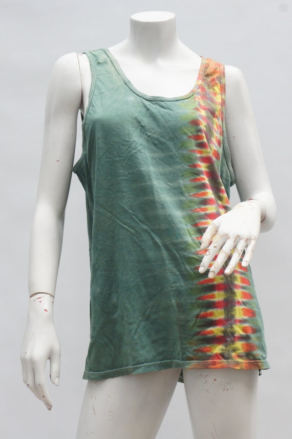 Vintage Tie Dye Knit Cotton Tank Top Hippie Boho … - image 8