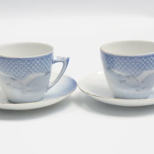 Vintage Seagull Print B&G Bing and Grondahl Copenhagen Denmark Tea Cups and Saucers Scandinavian Gift Collectible Beach House Decor