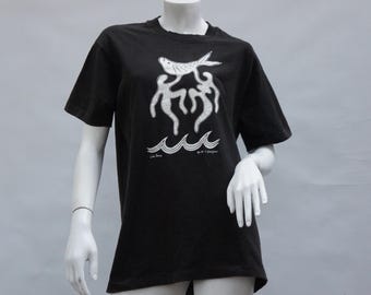 Camiseta negra vintage de los 90 con estampado de baile en el lago de Kerrigan Graphic Tee Tshirt Single Stitch