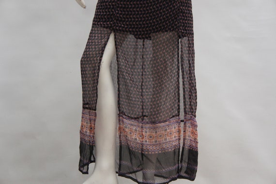 Vintage Sheer Bottom Indian Maxi Dress Boho Hippi… - image 7