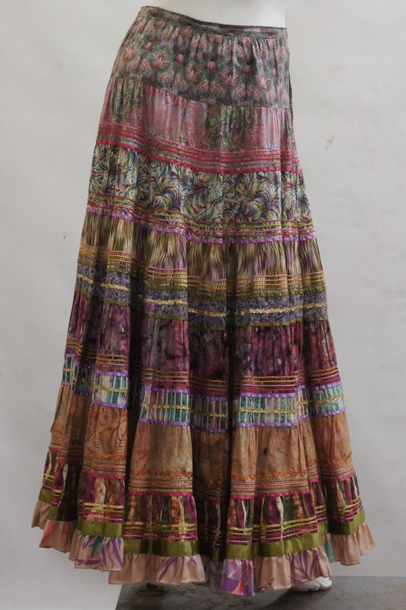 Vintage Anna Konya Tiered Embellished Maxi Skirt … - image 2