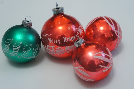 Vintage 50s-60s Mercury Glass Balls Christmas Ornaments With - Etsy