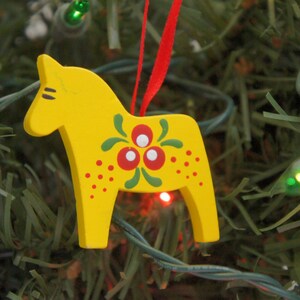 Enfeite de Natal vintage sueco de madeira, cavalo Dala, arte popular escandinava, decoração de casa, presente, decoração de casa