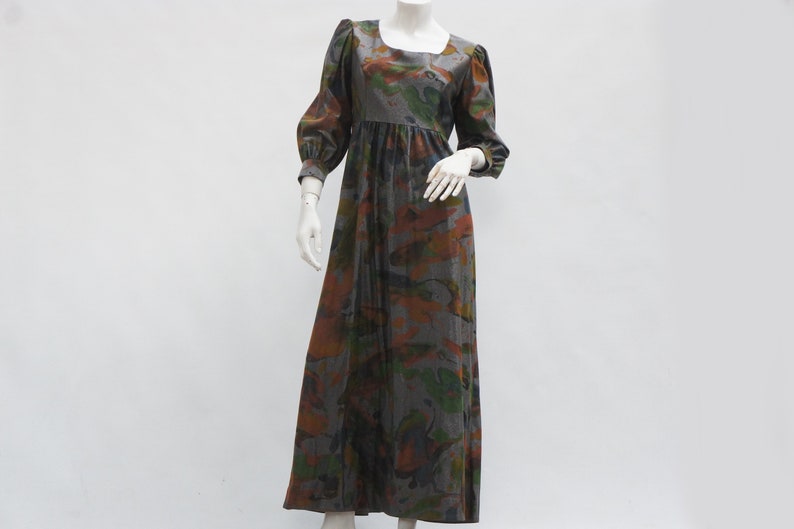 Vintage 60s-70s Empire Waist Maxi Dress Retro Boho/Hippie Gown Hostess Dress image 1