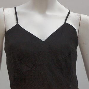 Vintage 30s Black Rayon Slip Dress Lingerie Art deco Little Black Dress image 6