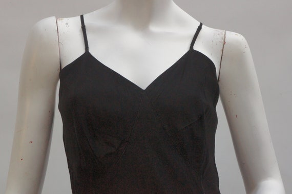 Vintage 30s Black Rayon Slip Dress Lingerie Art d… - image 6