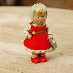 Vintage 50s Porcelain Girl Ornament Figurine Cottagecore Farmhouse Retro Mid Century Home Decor Gift