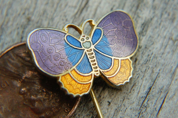 Vintage 70s-80s Enamel Butterfly Brooch Pin Costume Jewelry Boho Hippie Retro Cottagecore Gift