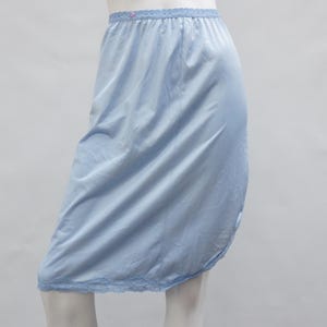 Vintage 60s-70s Blue Lace Trim Nylon Slip Skirt by Sears Size Small Petticoat Lingerie Cottagecore Grannycore Boho Retro