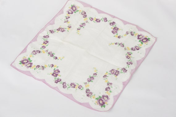 Vintage 40s-50s Floral Print Handkerchief Hankie … - image 9