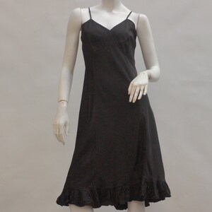 Vintage 30s Black Rayon Slip Dress Lingerie Art deco Little Black Dress image 1