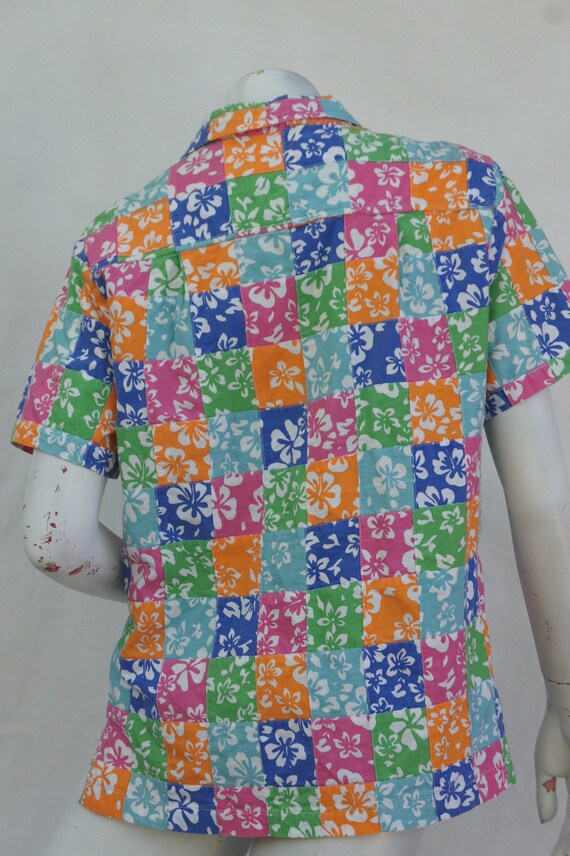 Vintage Patchwork Colorblock Floral Print Shirt B… - image 10