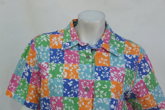 Vintage Patchwork Colorblock Floral Print Shirt B… - image 8