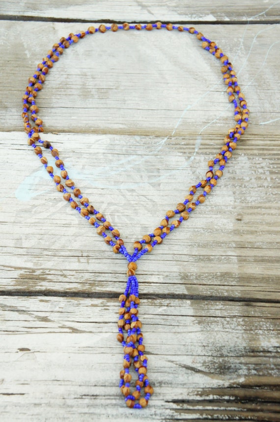 Vintage 70s Beaded Lariat Necklace Jewelry Boho H… - image 4