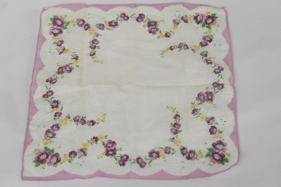 Vintage 40s-50s Floral Print Handkerchief Hankie … - image 8