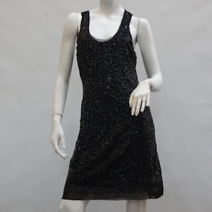 Vintage Black Sequin Mini Dress Bodycon Dress Little Black Dress Goth Witchy