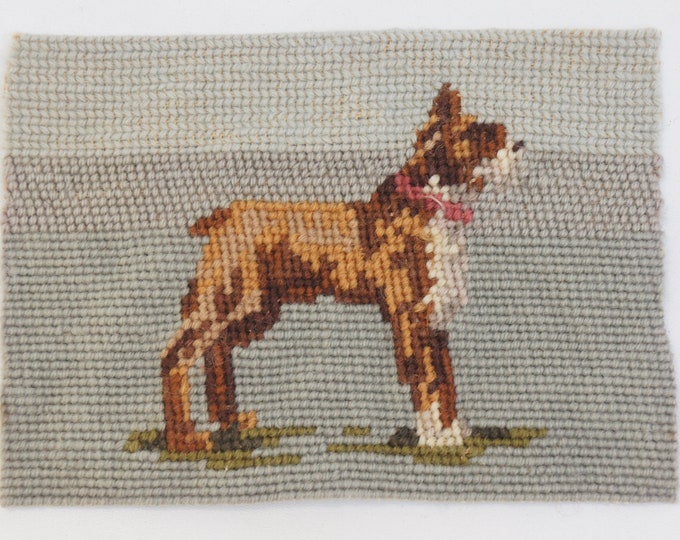 Vintage Antique Needlepoint Boxer Dog Unframed/home Decor/wall Etsy