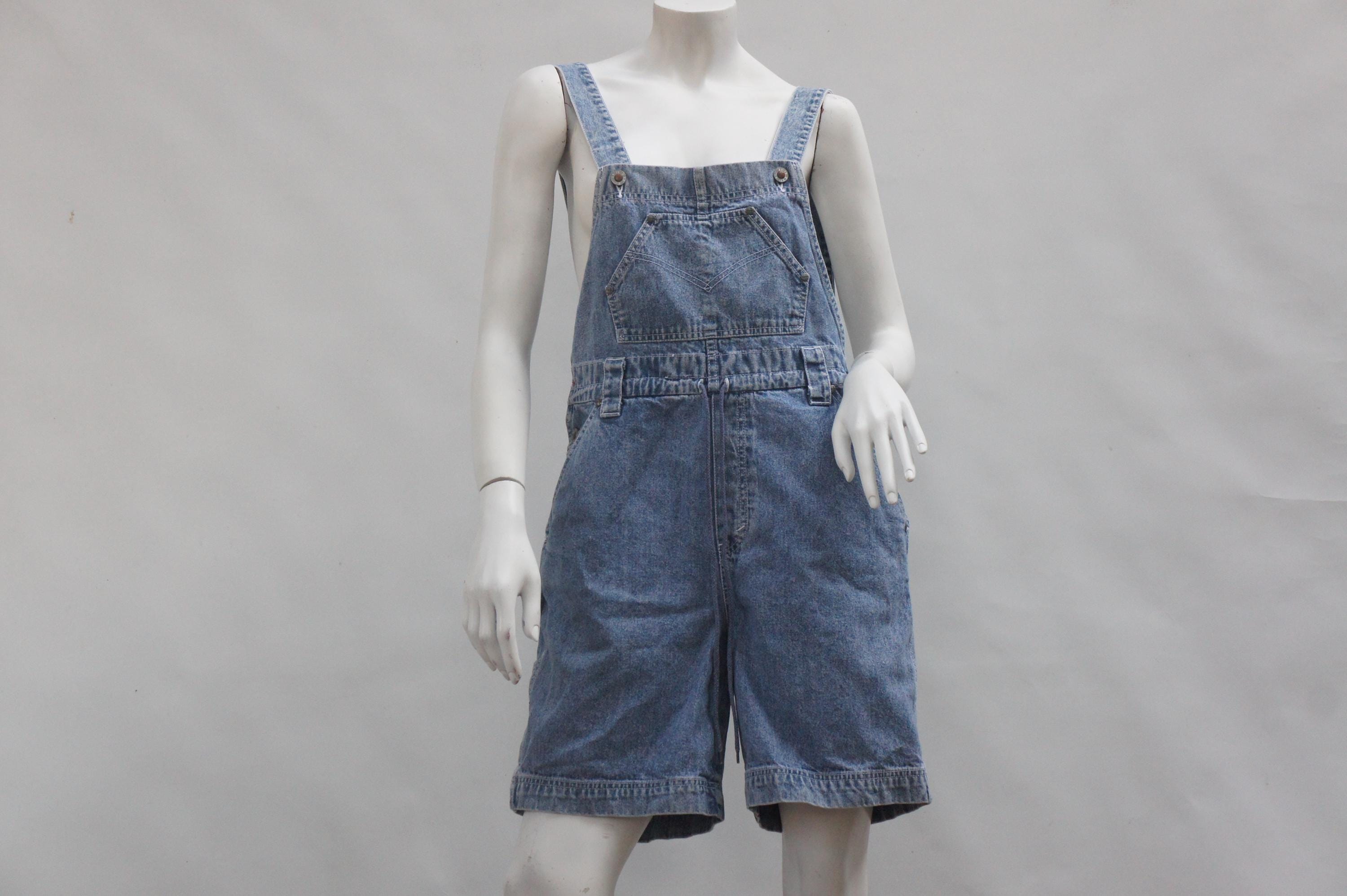 Vintage 90s Levi's Silver Tab Denim Overalls Shorts Bib Pants Size