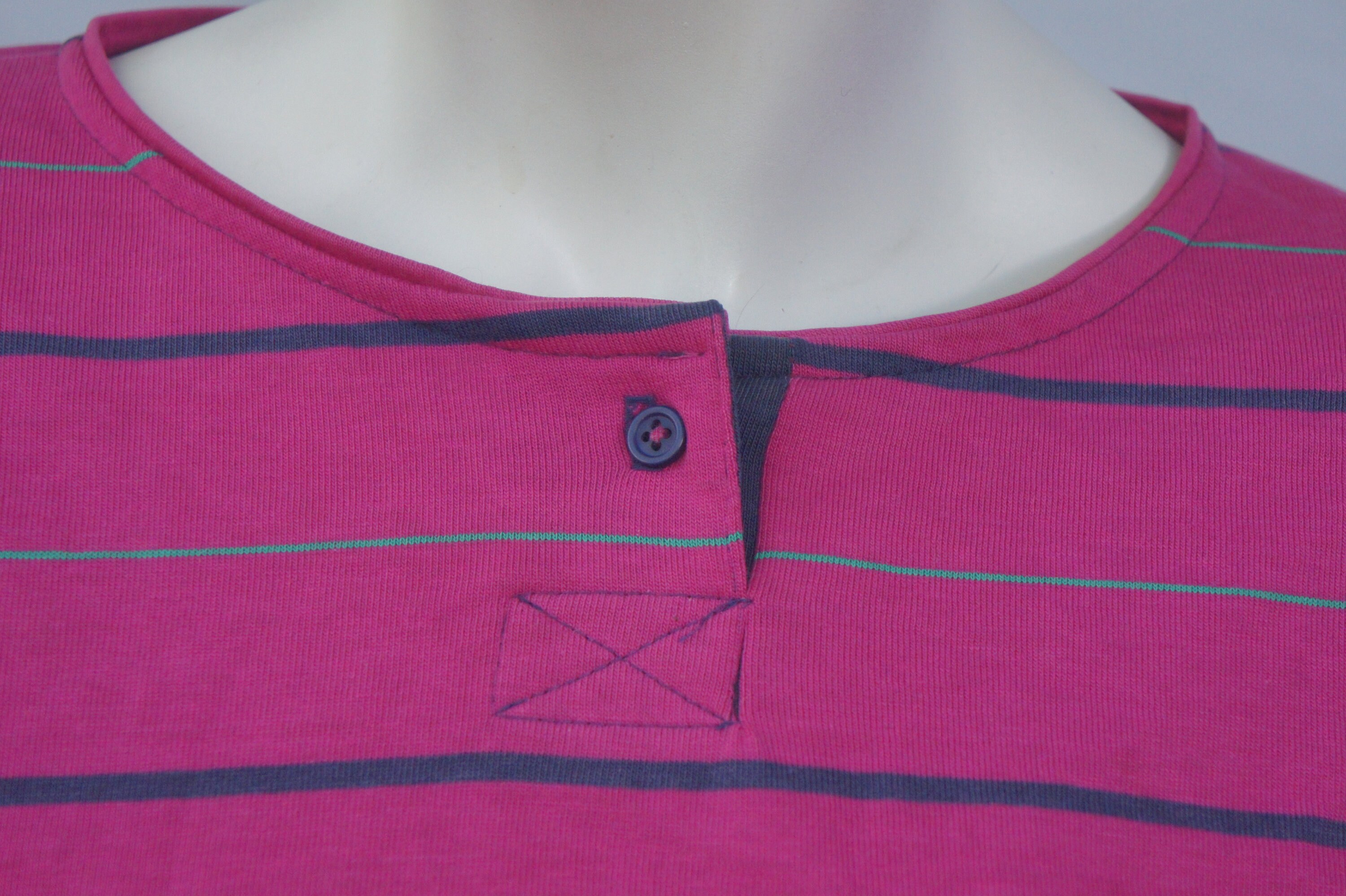 Vintage 90s Women's Hot Pink Striped Long Sleeve T-shirt Top