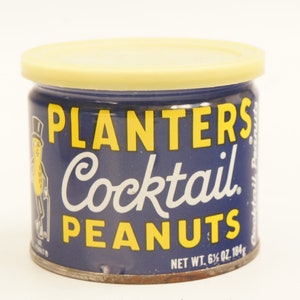 Vintage Planters Cocktail Peanuts Tin Can Canister Retro Collectible