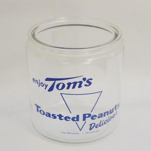 Vintage Tom&#39;s Toasted Peanuts Glass Jar Store Display