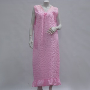 Vintage 60s Pink Eyelet Trim Ruffle Bottom Maxi Nightgown Cottagecore Grannycore Romantic