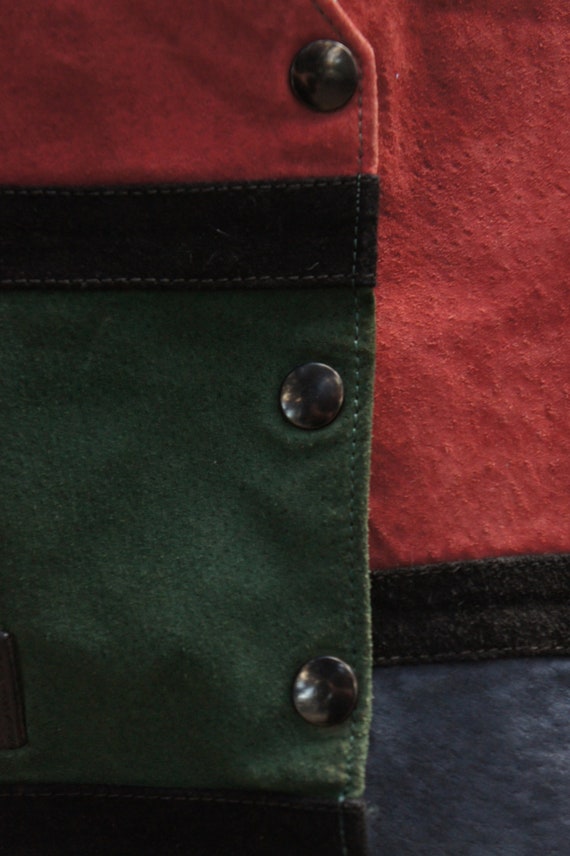 Vintage 80s Colorblock Suede Leather Vest By Nort… - image 4