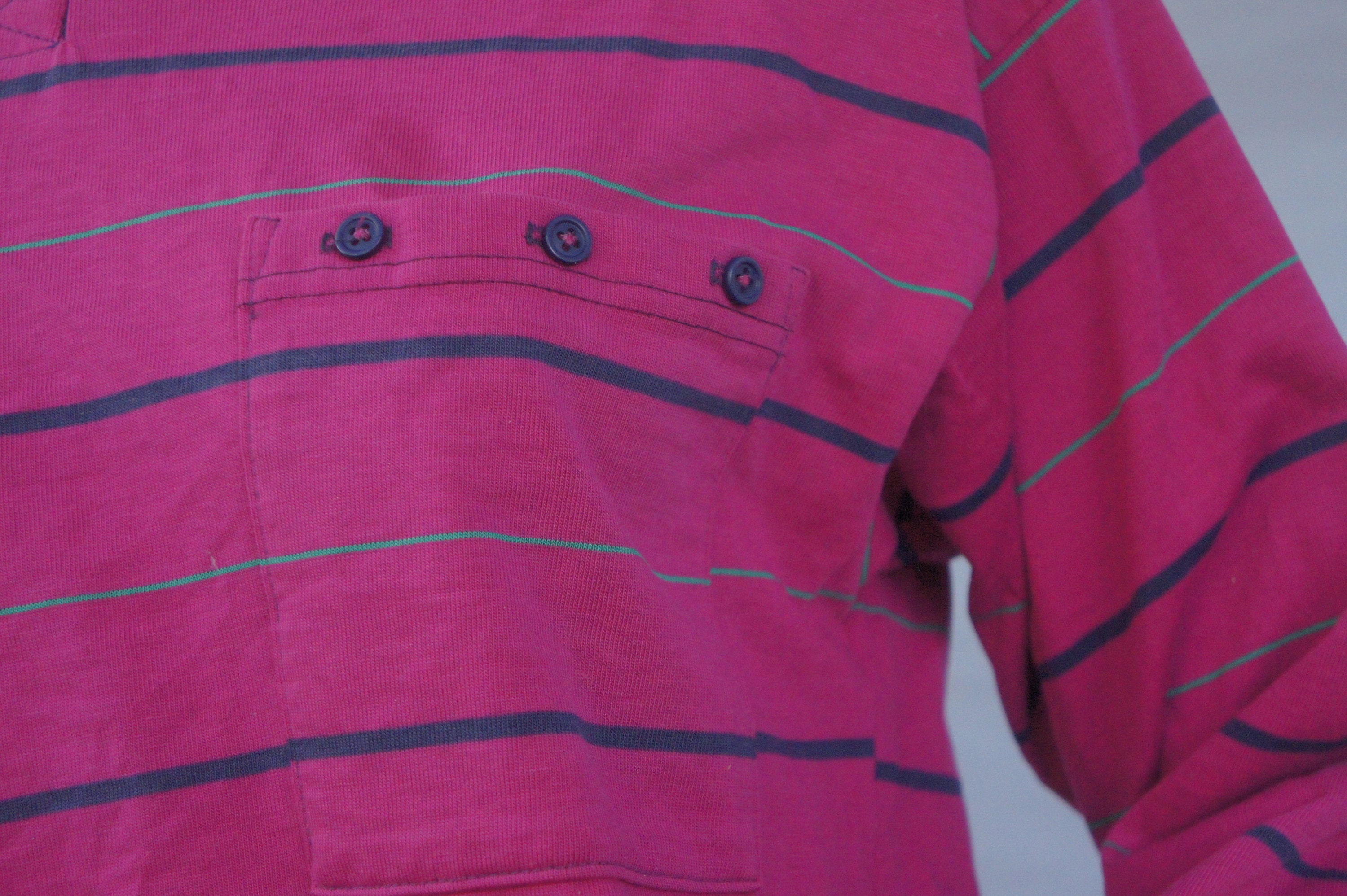 Vintage 90s Women's Hot Pink Striped Long Sleeve T-shirt Top