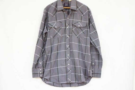 Vintage 90s Men's Plaid Western Shirt Button Down… - image 7