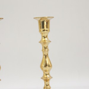 Vintage 70s-80s Brass Candlestick Holders Retro Boho Cottagecore Hollywood Regency Home Decor image 6