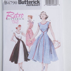 Vintage 50s Style Dresses Butterick B4790 Fast & Easy Retro 52 Sewing Pattern Unused Uncut