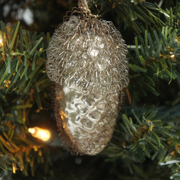 Vintage Antique Victorian Mercury Glass Pinecone Christmas Ornament Collectible Home Decor