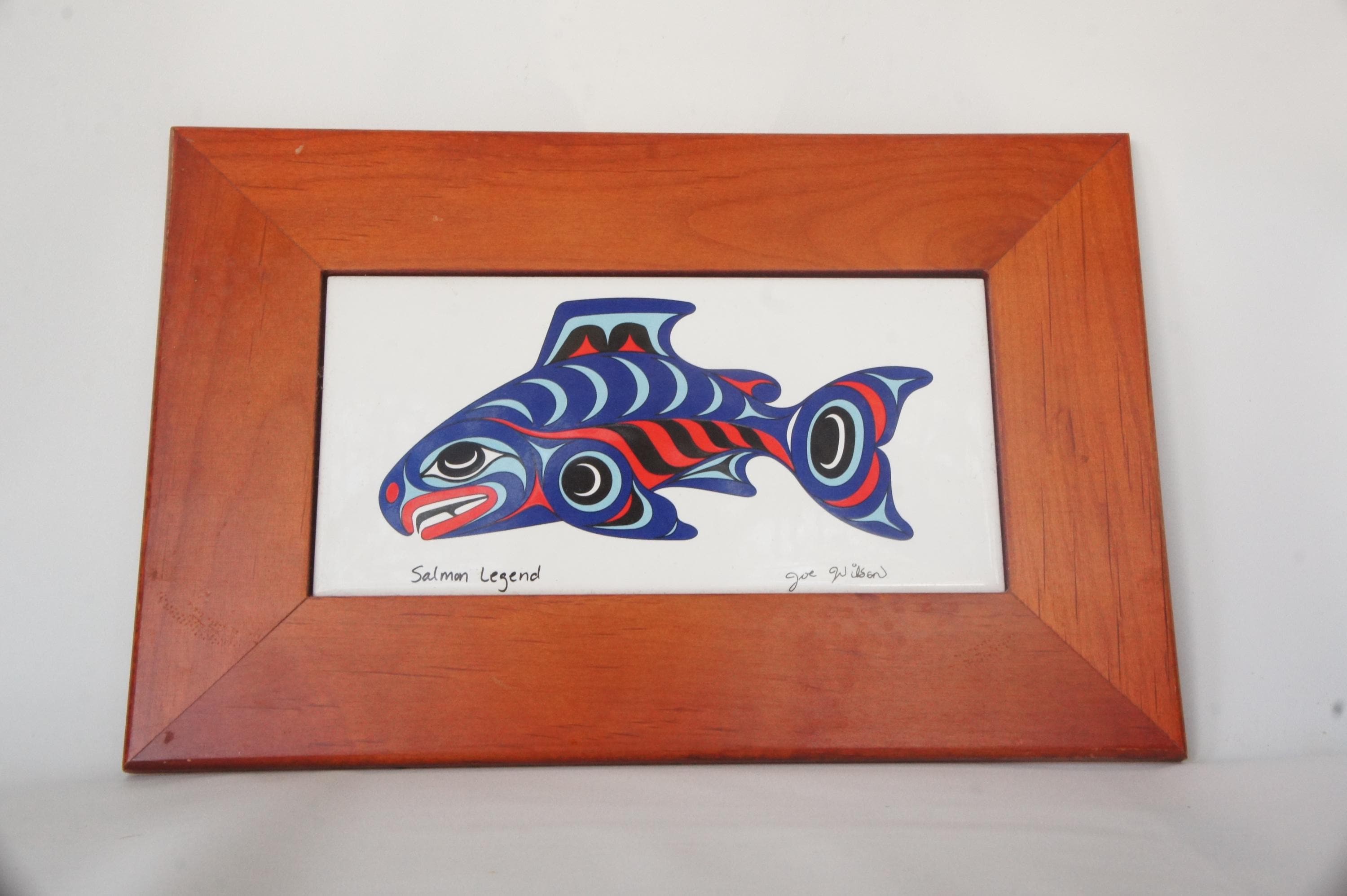 Native American Salmon Print Tile Art Legend by Joe Wilson Home 