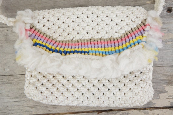 Vintage 70s Handmade Macrame Purse Handbag Boho H… - image 2