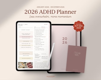 2026 ADHD Digital Planner, 2026 ADHD Planner, Goodnotes Ipad Planner, Daily Planner, Weekly Planner, Portrait Planner, Notability Planner