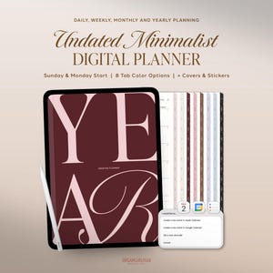 Undated Digital Planner, Goodnotes Planner, Digital Planner Template, Ipad Planner, Minimalist Planner, Monthly Weekly Daily Planner