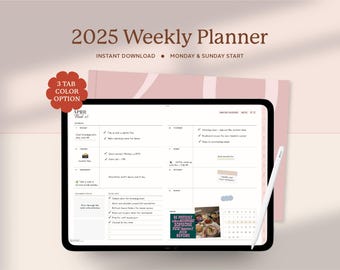 2025 Digital Planner, Weekly Planner, Minimalist Planner 2025, Simple Planner, Goodnotes Planner, Ipad Planner Template, Landscape Planner