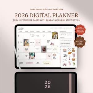 Simple Digital Planner 2026, Goodnotes Planner for Ipad, Landscape Planner, Monthly Weekly Daily Planner Template, Dated Minimalist Planner