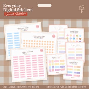 Aesthetic Digital Stickers, Colorful Planning Digital Stickers, Goodnotes Sticker, Pastel Planner Stickers, Minimalist Digital Stickers Pack