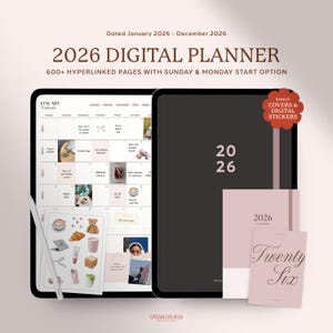 Simple Digital Planner 2026, Goodnotes Planner, Portrait Planner, Hyperlinked Planner for Ipad, Dated Monthly Weekly Daily Calendar