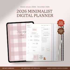Digital Planner 2026, Goodnotes Planner for Ipad, Portrait Planner, 2026 Planner, Dated Monthly Weekly Daily Planner, Hyperlinked Planner