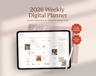 2026 Digital Planner, Weekly Planner, Minimalist Planner 2026, Simple Planner, Goodnotes Planner, Ipad Planner Template, Landscape Planner