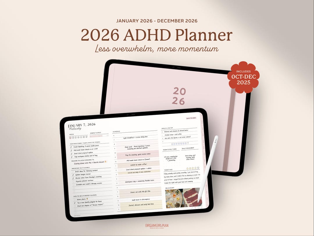 2026 ADHD Planner, 2026 Digital Planner, Goodnotes iPad Planner ...