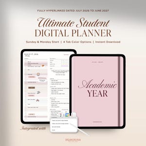 2026 2027 Student Planner, Academic Planner, Study Digital Planner, College Planner, Goodnotes Planner, Ipad Planner, Portrait Planner