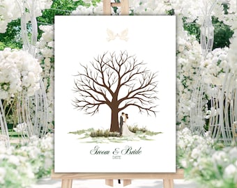 Árbol de firmas de boda personalizado con huellas dactilares: un recuerdo único (descarga digital)