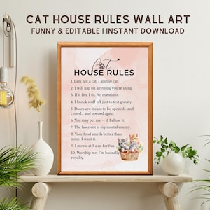 Funny Cat House Rules Print: Editable Wall Art (Digital Download