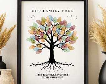 Personalized Family Fingerprint Tree Guestbook: DIY Keepsake (Digital Download, PDF Template)