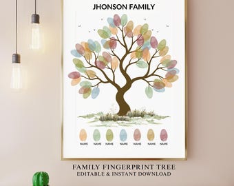 Personalized Family Fingerprint Tree: DIY Guestbook Keepsake (Digital Download)