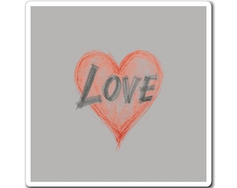 Red Heart Love Sketch Magnets | Hand-Drawn Heart Refrigerator Magnet